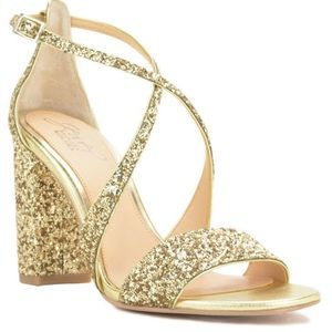 Badgley Mischa Gold Glitter Shoe ~ Cook by Jewel Badgley Mischka.